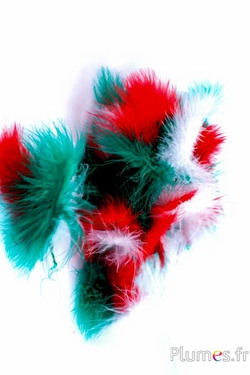 Panicule 3 plumes - hauteur 36 cm - rouge-blanc-vert